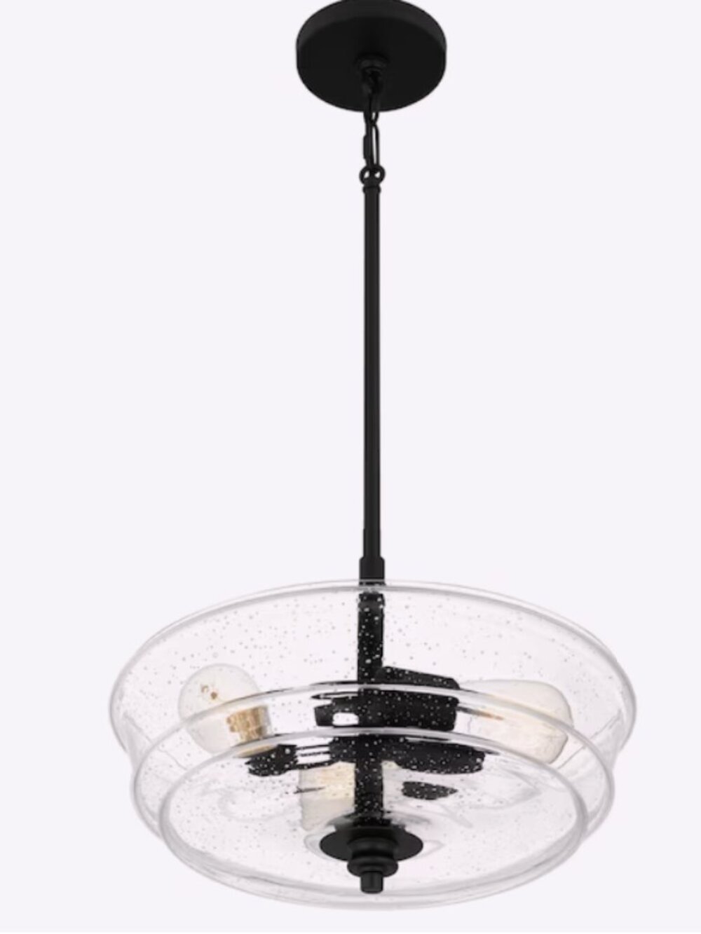 QUOIZEL McIntire 3-Light Matte Black Glass Bowl Medium Hanging Pendant light